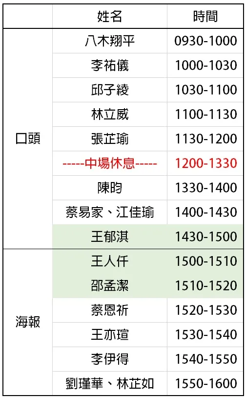 議程表